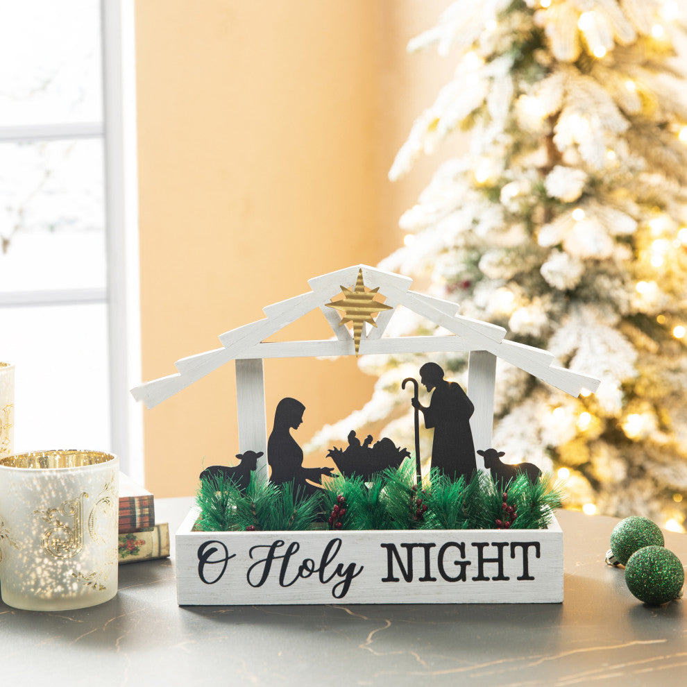 13.5"L Wooden Nativity Table Decor