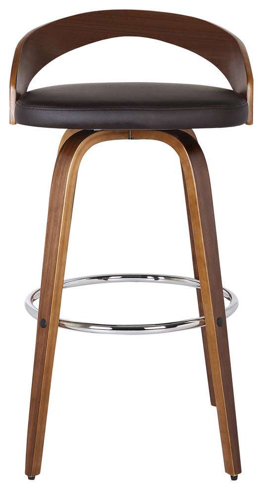 Armen Living Sonia Modern Faux Leather Upholstered Bar Stool in Brown