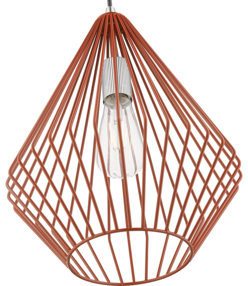 Linz 1 Light Shiny Red With Polished Chrome Accents Pendant