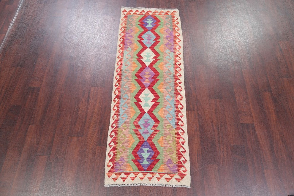 Turkish Southwestern Kilim 7' Oriental Runner Rug Flat-Woven, 6'7"X2'4"