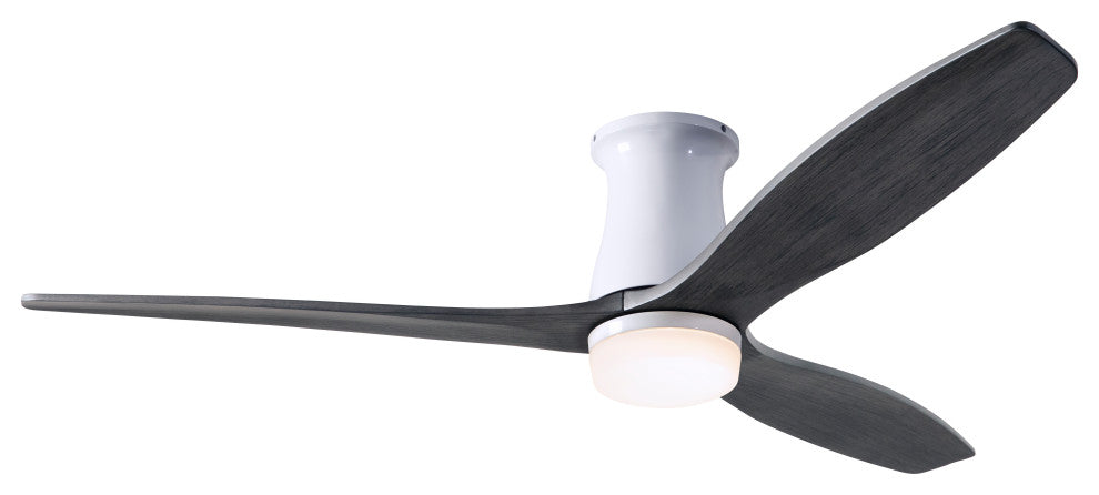 Arbor Flush Fan, Gloss White, 54" Ebony Blades With LED, Wall Control