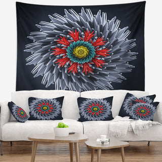 Abstract Silver 3D Flower Abstract Wall Tapestry, 80"x68"