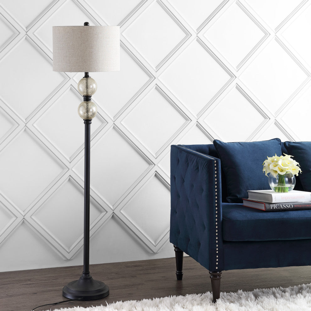January 60" Glass, Metal LED Floor Lamp, Mercury Glass