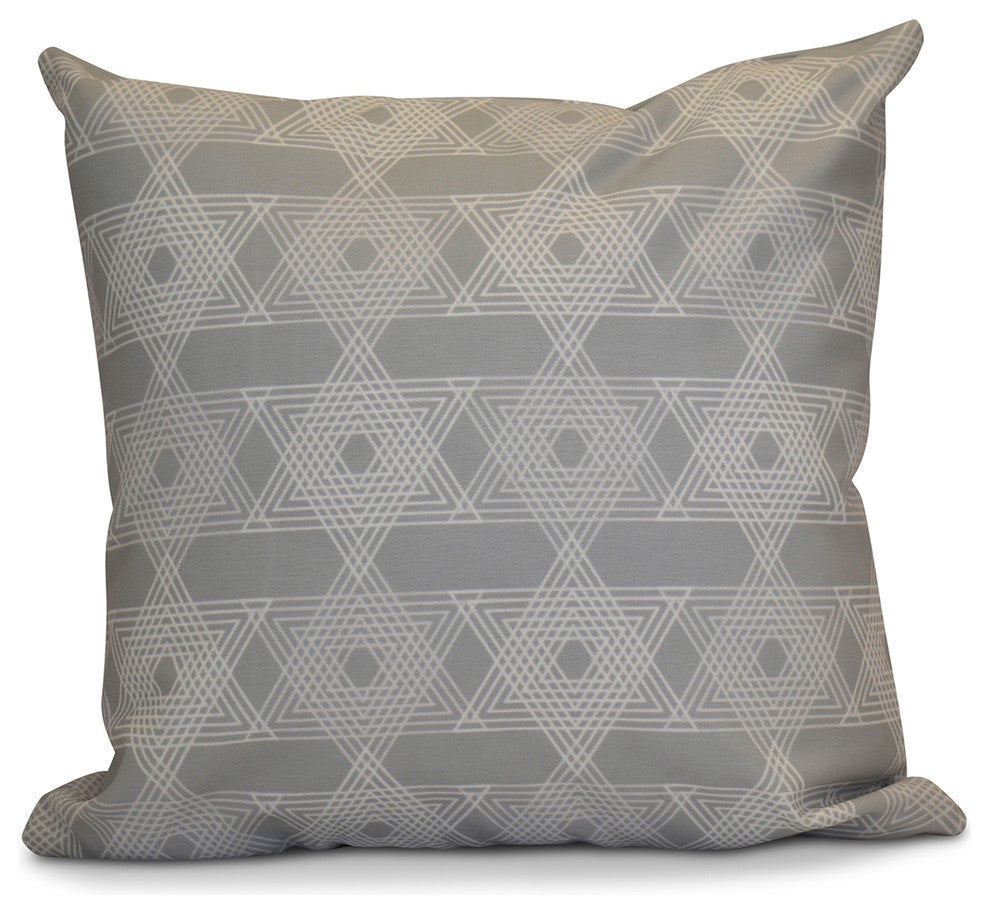 Decorative Outdoor Holiday Pillow Geometric, Gray, 18"x18"
