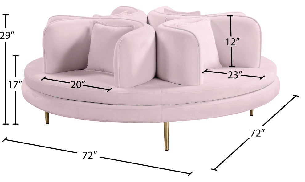 Circlet Velvet Upholstered Roundabout Sofa, Pink