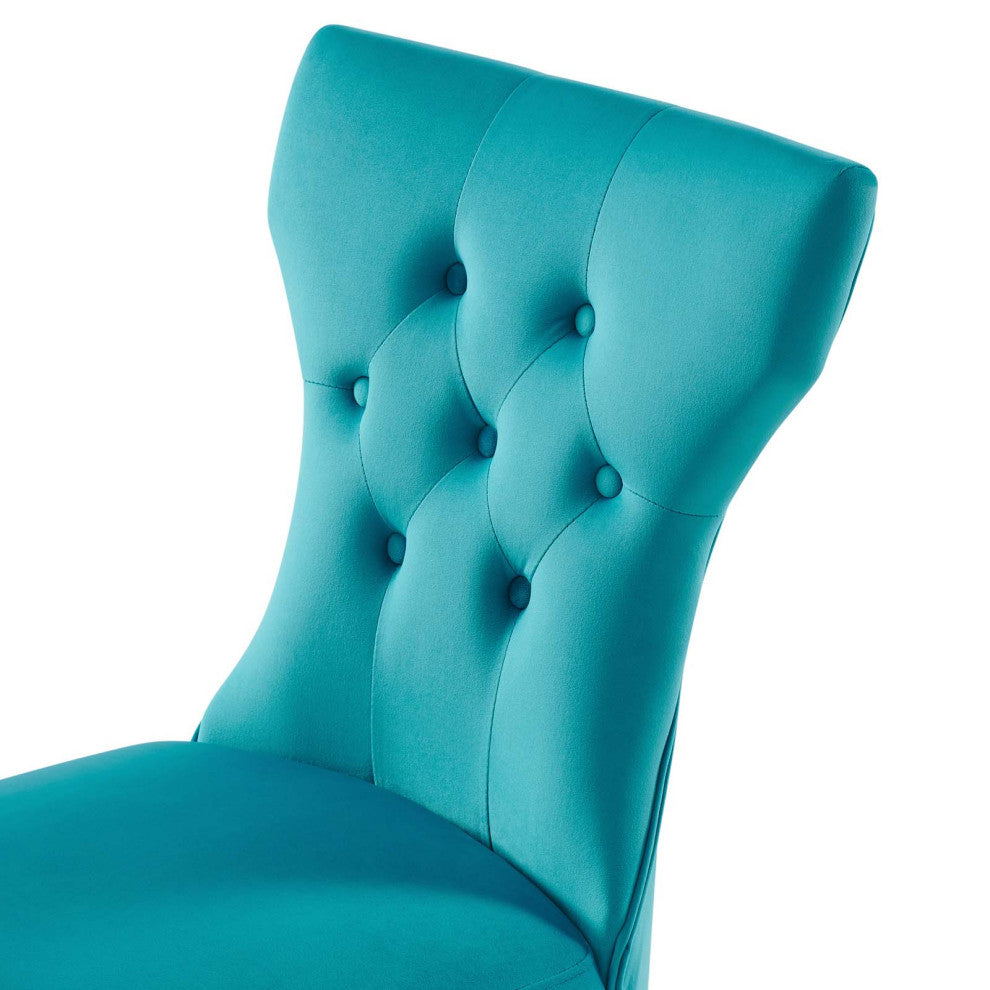 Side Dining Chair, Set of 2, Blue, Velvet, Modern, Cafe Bistro Hospitality