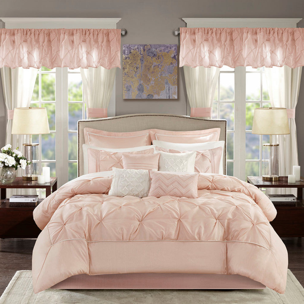 Madison Park Essentials Joella 24 Piece Room, a Bag, Blush