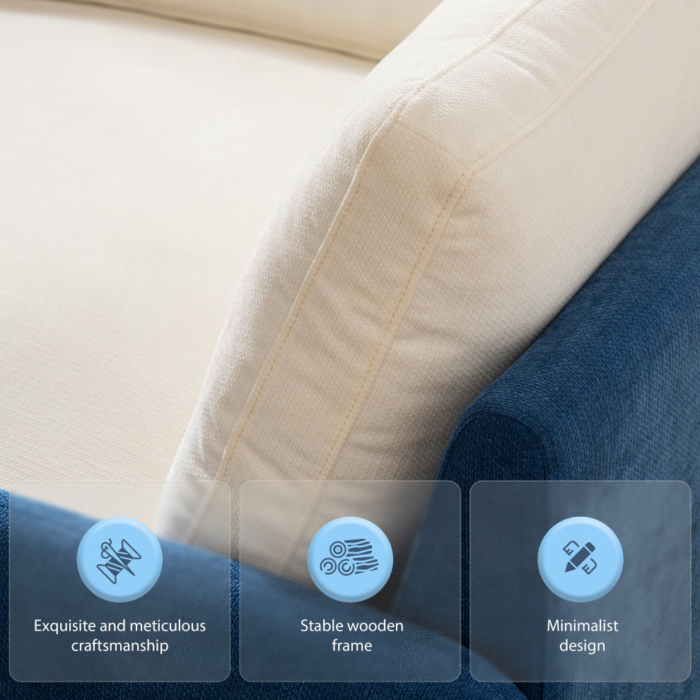 GDF Studio Oversized Chenille Upholstered Accent Armchair With Pillows, Blue