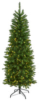 6ï¿½ Slim Green Mountain Pine Artificial Christmas Tree / 250 Clear LED Lights
