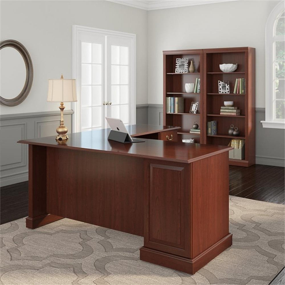 Saratoga Executive L Desk and 2 Bookcases in Harvest Cherry - Engineered Wood