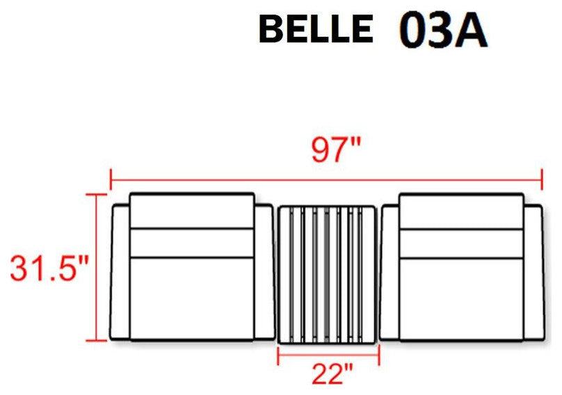 Belle 3 Piece Outdoor Wicker Patio Furniture Set 03a Black