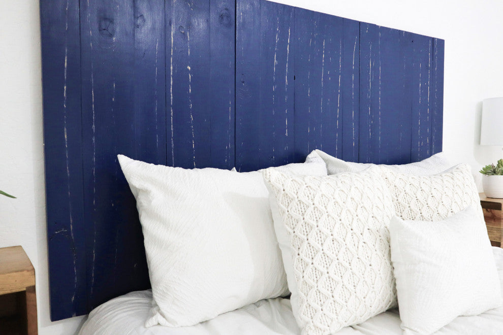 Handcrafted Headboard, Leaner Style, Navy Blue, Twin
