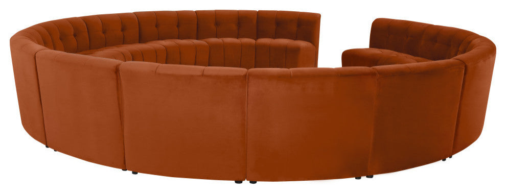 Limitless Velvet Upholstered 15-Piece Modular Sectional, Cognac