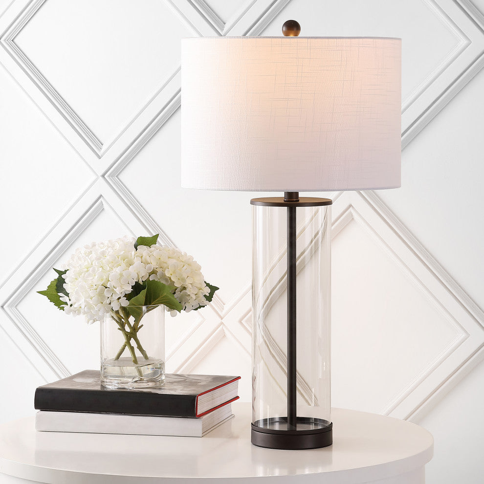 Harper 29" Glass LED Table Lamp, Oil Rubbed Bronze/Clear