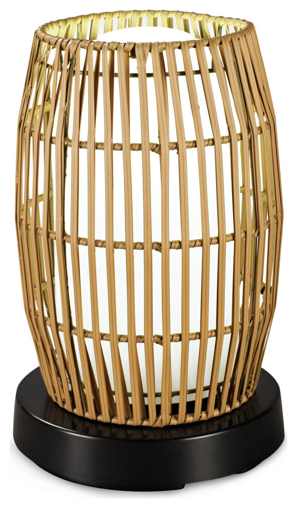 65-800 Patioglo Led Table Lamp, Bright White, Resin Bamboo Shade 65800