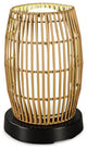 65-800 Patioglo Led Table Lamp, Bright White, Resin Bamboo Shade 65800