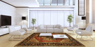 EORC Hand-knotted Wool Rust Traditional Oriental Serapi Rug, Rectangular 4'x6'