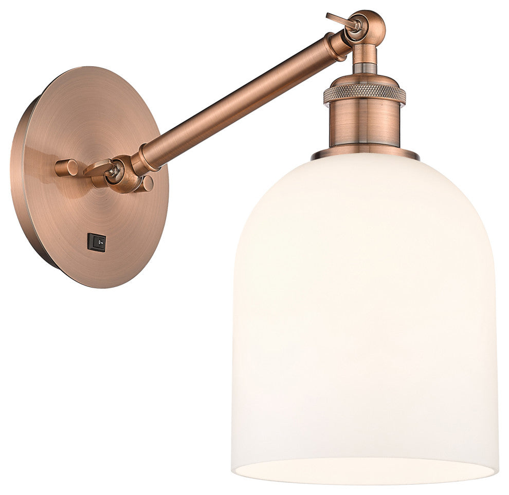 Ballston-Bella 1-Light 6" Sconce, Up/Down Arm, Antique Copper, Gloss White
