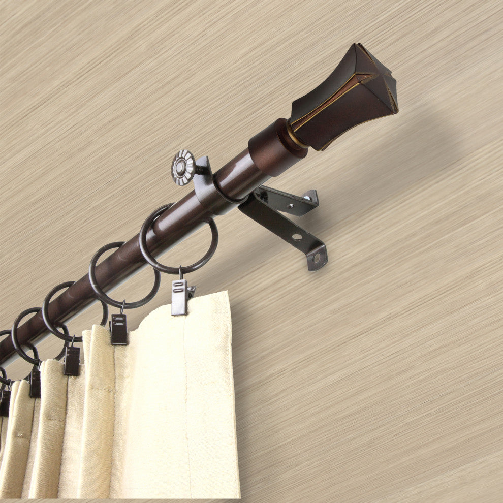 Francis 13/16" Diameter Curtain Rod, Cocoa, 18-28"