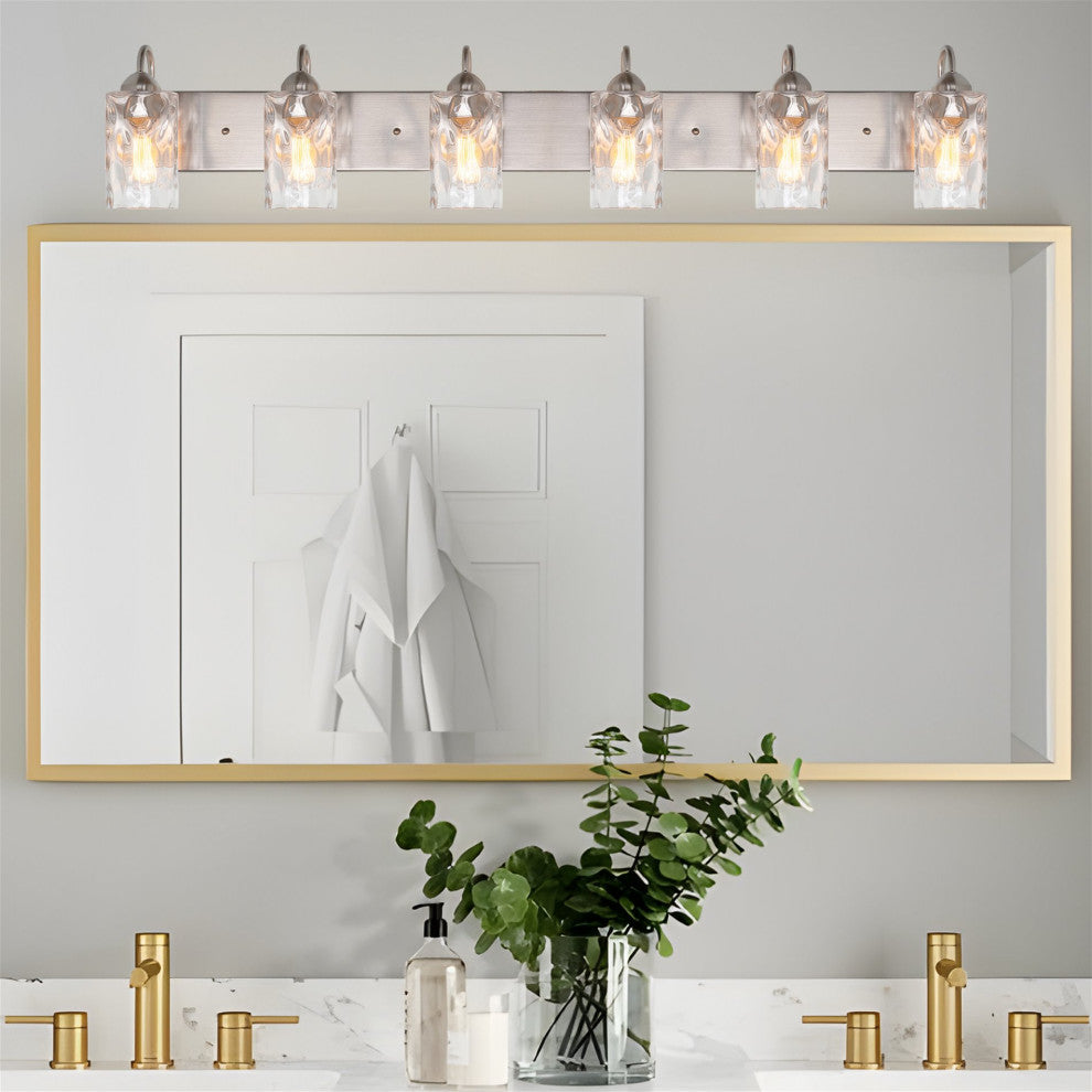 Kira Home Armada II 48" Over Mirror / Bathroom Light, Hammered Glass Shades