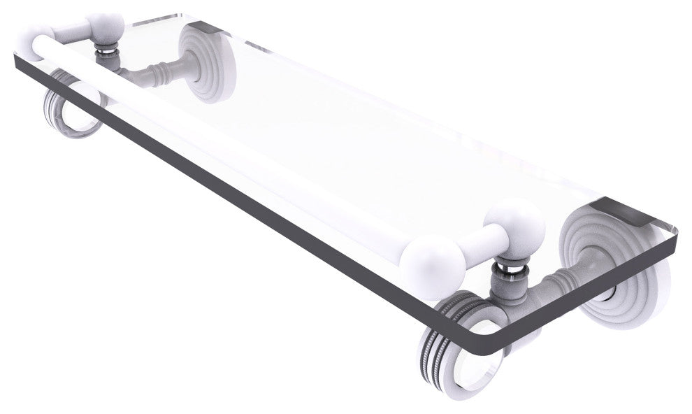 Pacific Grove 16" Glass Shelf with Dotted Accents, Matte White