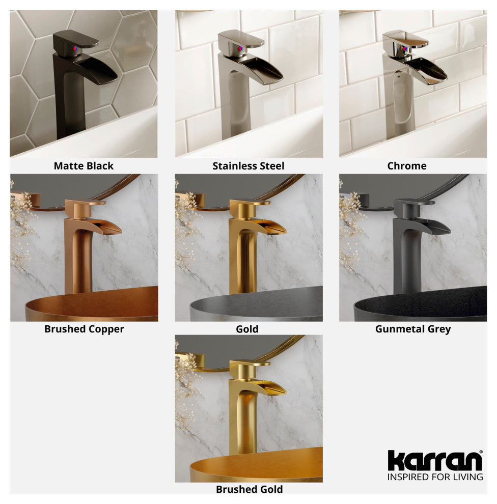 Karran KBF442 1-Hole 1-Handle Vessel Faucet With Pop-up Drain, Gold