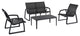 Pacific 4 piece Lounge Set With Arms Frame Sling, Black