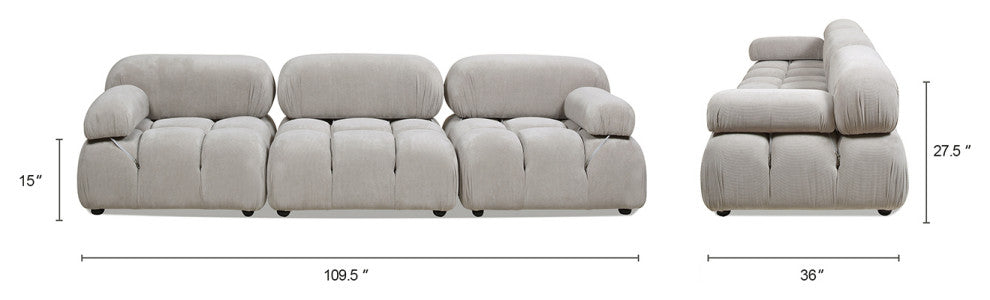 Marcel 109.5" Modular Sofa, Pebble Gray Corduroy