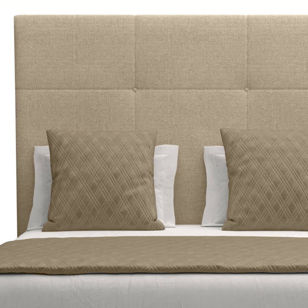 Nativa Interiors Moyra Simple Tufted Bed, Flax, King, Headboard: Medium