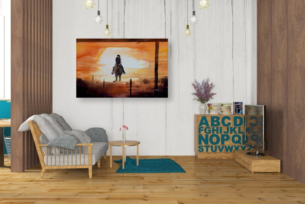 Epic Graffiti "Sunset Rider" Giclee Canvas Wall Art, 26"x40"