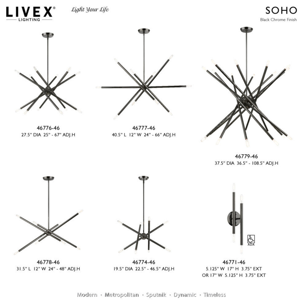 Soho 4 Light Black Chrome ADA Sconce