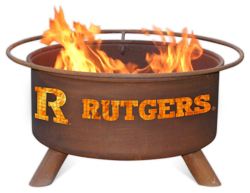 Customizable NCAA Logo Fire Pit, Rust Patina, Rutgers