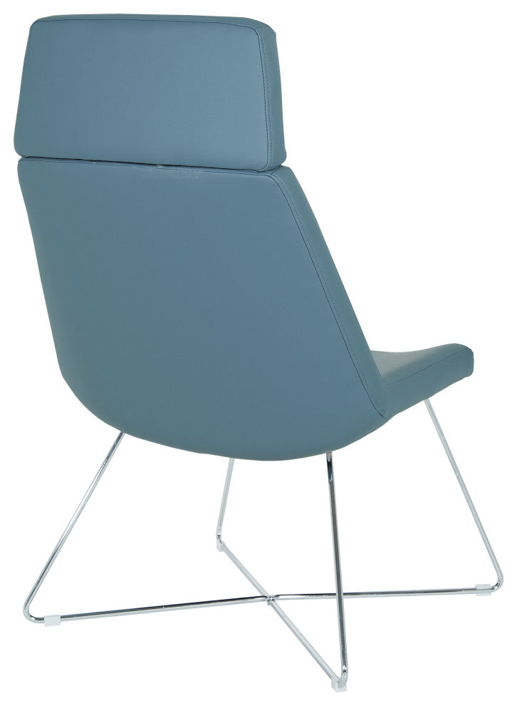 Geena Guest Chair, Dillon Blue With Chrome Sled Base