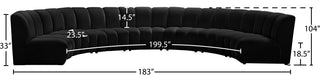 Infinity Channel Tufted Velvet Modular Chair, Black, 7 Piece