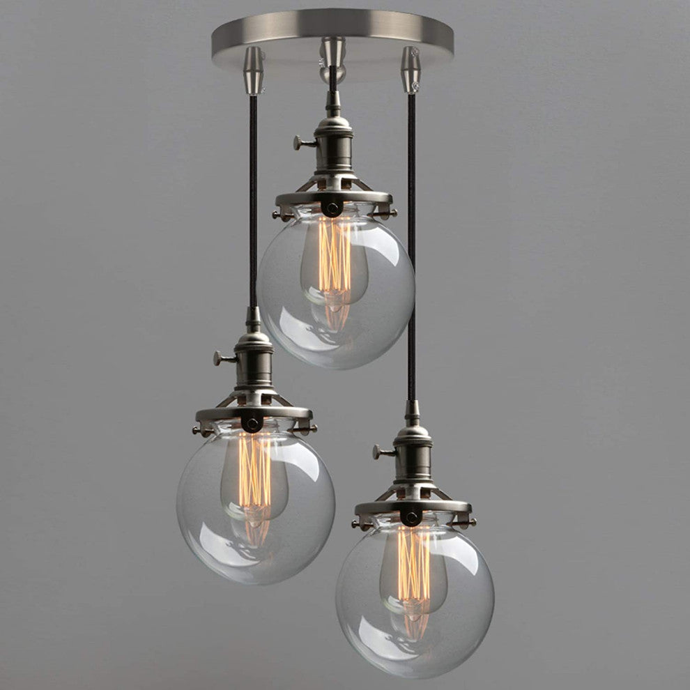 3 Light Ceiling Light Chandelier Globe Glass Pendant Lighting