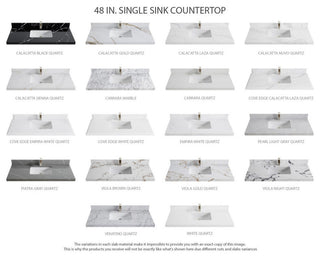 Chicago 48" Single Sink Bathroom Vanity, Fine Grain 2" White Quartz