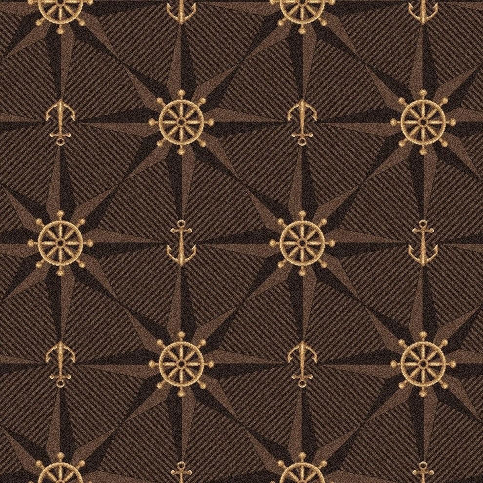 8'x11' Oval Custom Area Rug Mariners Tale, Nylon Stainmaster Carpet, Chocolate