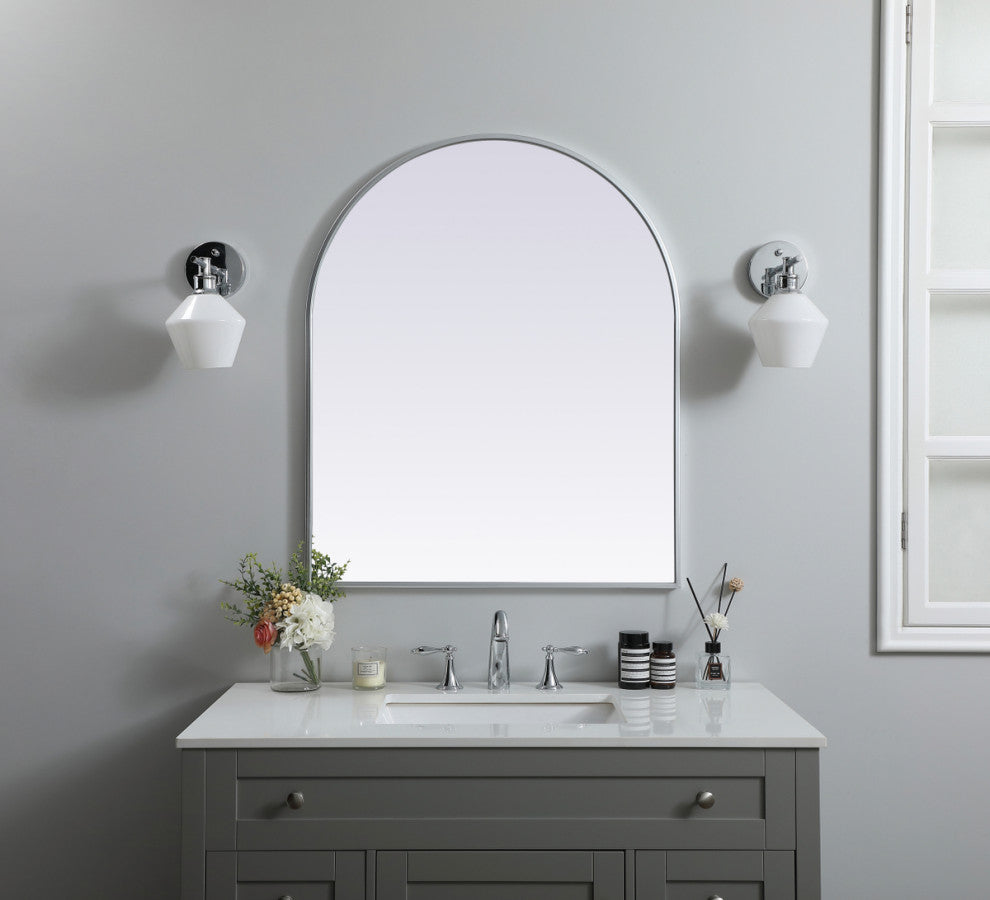 Elegant Decor Metal Frame Arch Mirror 30X36" in Silver