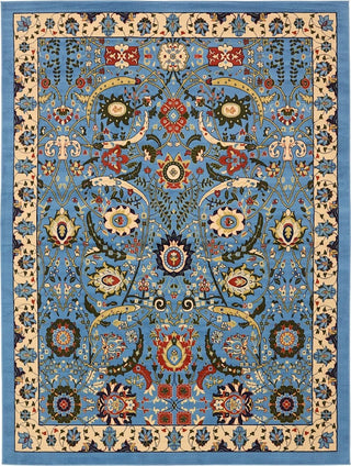 Country and Floral Kashan 10'x13' Rectangle Lagoon Area Rug
