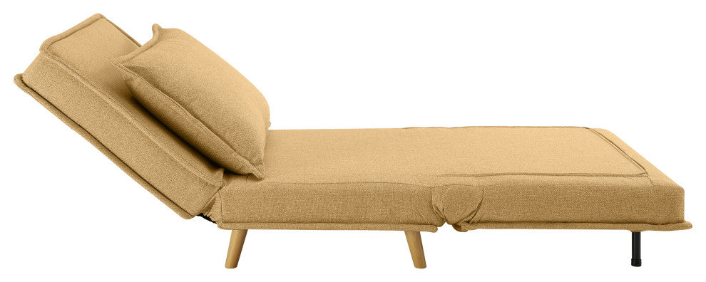 Modern Fabric Upholstered Convertible Sofa Bed Folding Sleeper Chair, Yellow