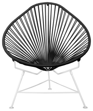 Acapulco Indoor/Outdoor Handmade Lounge Chair, Black Weave, White Frame