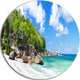 Takamaka Beach In Mahe Island, Modern Seascape Round Wall Art, 36"