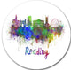 Reading Skyline, Cityscape Round Metal Wall Art, 11"