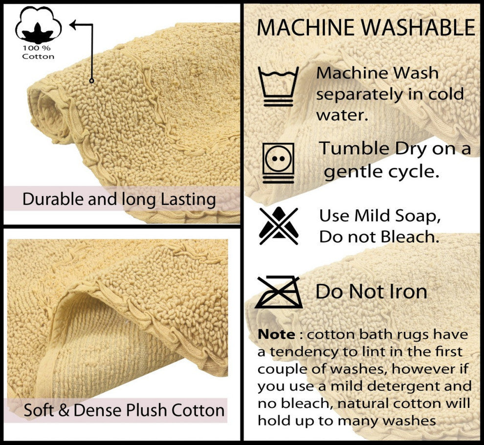 Radiant Collection Bath Rug Set, Machine Wash, 21x54" Runner, Yellow