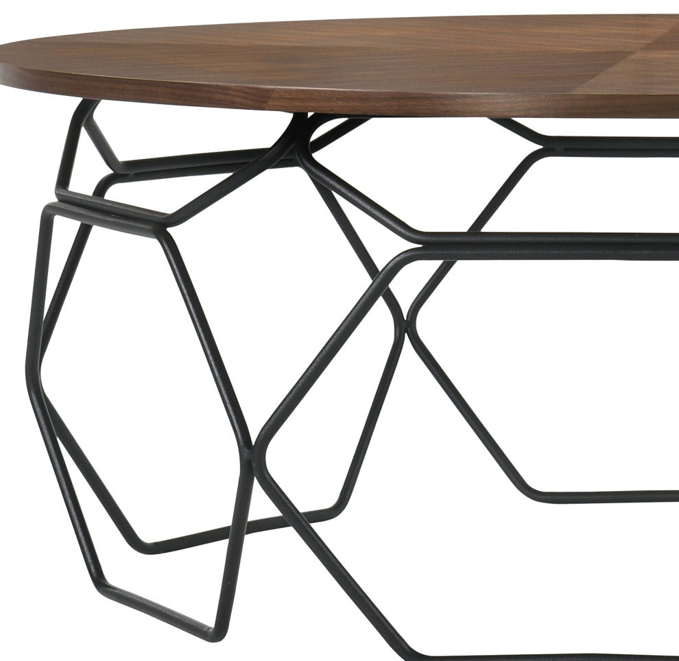Cosmo Walnut Veneer Coffee Table With Black Metal Base
