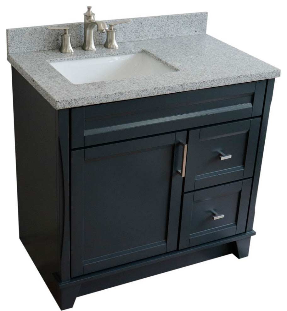 37" Single Sink Vanity, Dark Gray Finish With Gray Granite