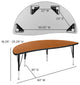 86" Oval Wave Activity Table Set with 12" Student Stack Chairs, Oak