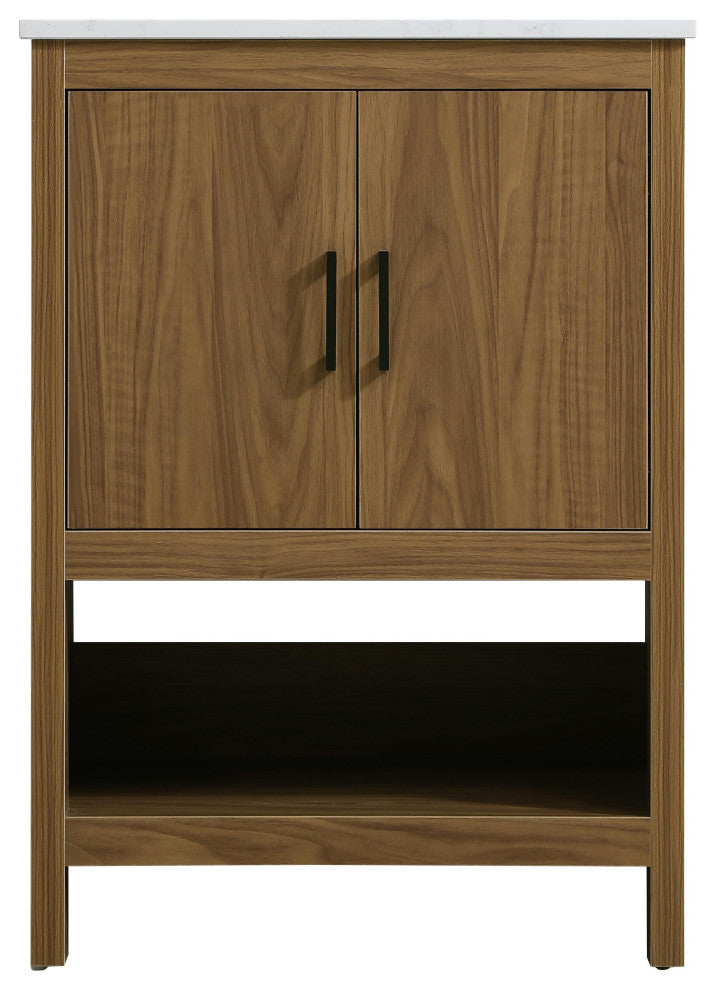 Home Living 24" Single Bathroom Vanity, Walnut Brown