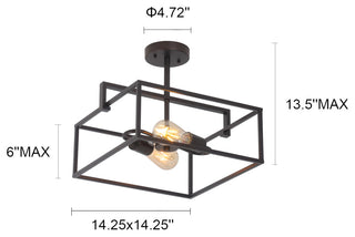 Nolan Farmhouse 2 Light Square Semi-Flush Ceiling Pendant 14"