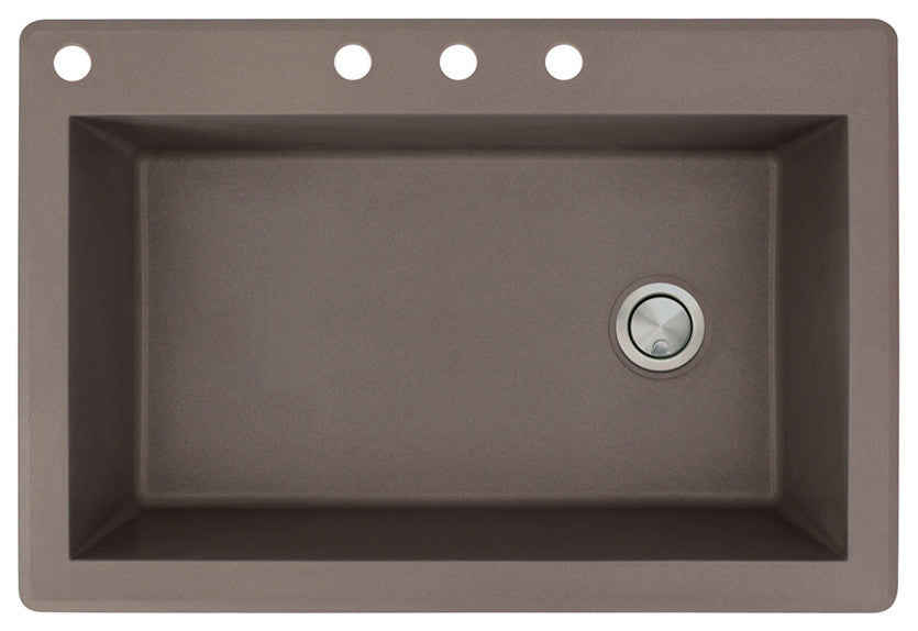 Radius 33" silQ Granite Single Bowl Kitchen Sink with 4 Holes in Espresso